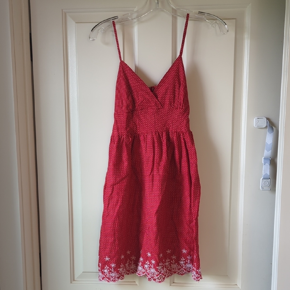 Taboo Red Dress with White Polka Dots